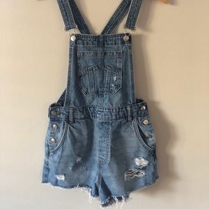 H&M denim overall shorts